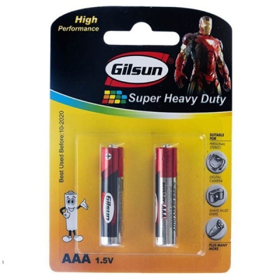 باتری نیم قلمی گیلسان سوپر هیوی دیوتی AAA بسته 2 عددی